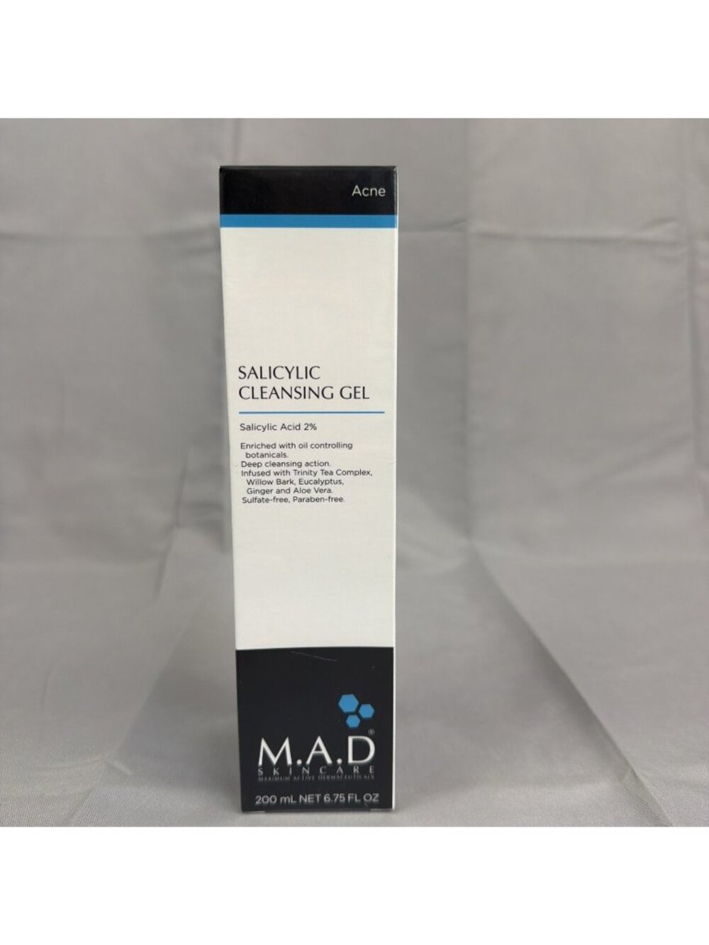 M.A.D. Skincare Salicylic Cleansing Gel 6.75 fl oz  Full Size, NEW Sealed